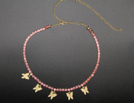 butterfly pink diamond necklce