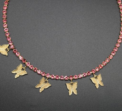 butterfly pink diamond necklce